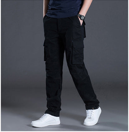 Autumn and Winter Thickened New Arrival Multi-Pocket Camouflage Crane Pants Men's Trendy Straight Loose Sports Casual Trousers Work Pants
