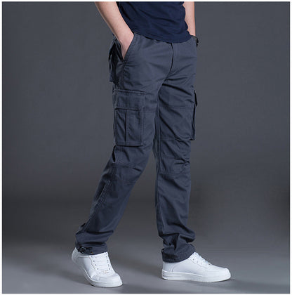 Autumn and Winter Thickened New Arrival Multi-Pocket Camouflage Crane Pants Men's Trendy Straight Loose Sports Casual Trousers Work Pants