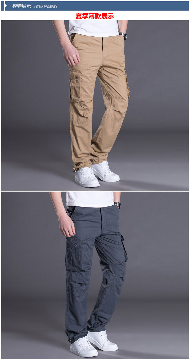 Autumn and Winter Thickened New Arrival Multi-Pocket Camouflage Crane Pants Men's Trendy Straight Loose Sports Casual Trousers Work Pants