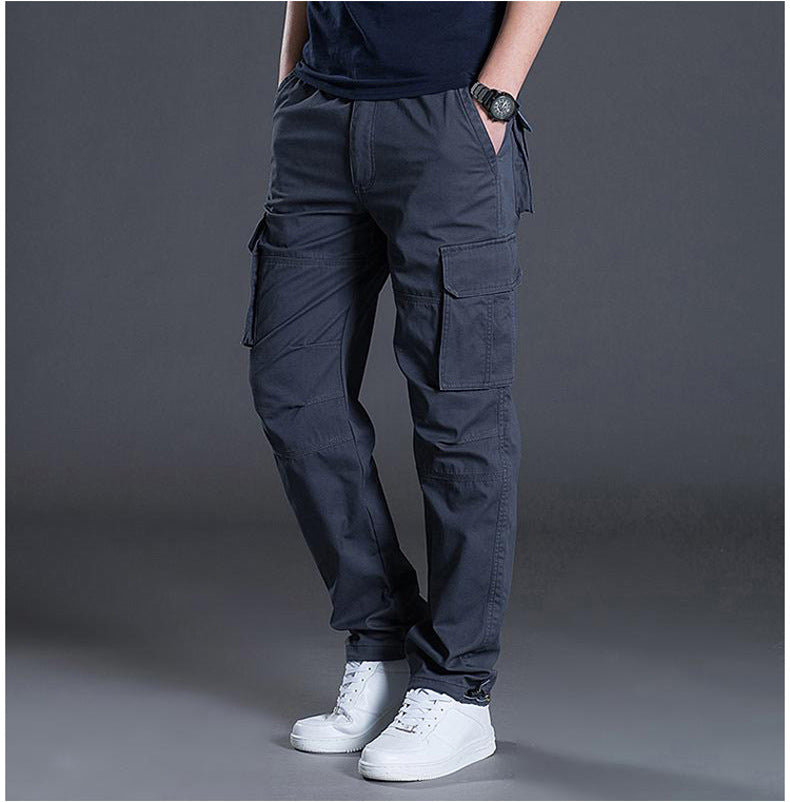 Autumn and Winter Thickened New Arrival Multi-Pocket Camouflage Crane Pants Men's Trendy Straight Loose Sports Casual Trousers Work Pants
