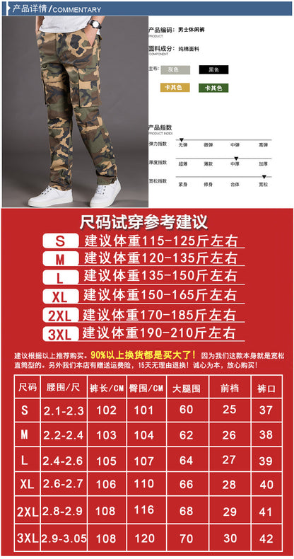 Autumn and Winter Thickened New Arrival Multi-Pocket Camouflage Crane Pants Men's Trendy Straight Loose Sports Casual Trousers Work Pants