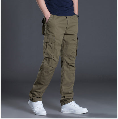 Autumn and Winter Thickened New Arrival Multi-Pocket Camouflage Crane Pants Men's Trendy Straight Loose Sports Casual Trousers Work Pants