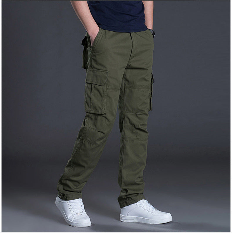 Autumn and Winter Thickened New Arrival Multi-Pocket Camouflage Crane Pants Men's Trendy Straight Loose Sports Casual Trousers Work Pants