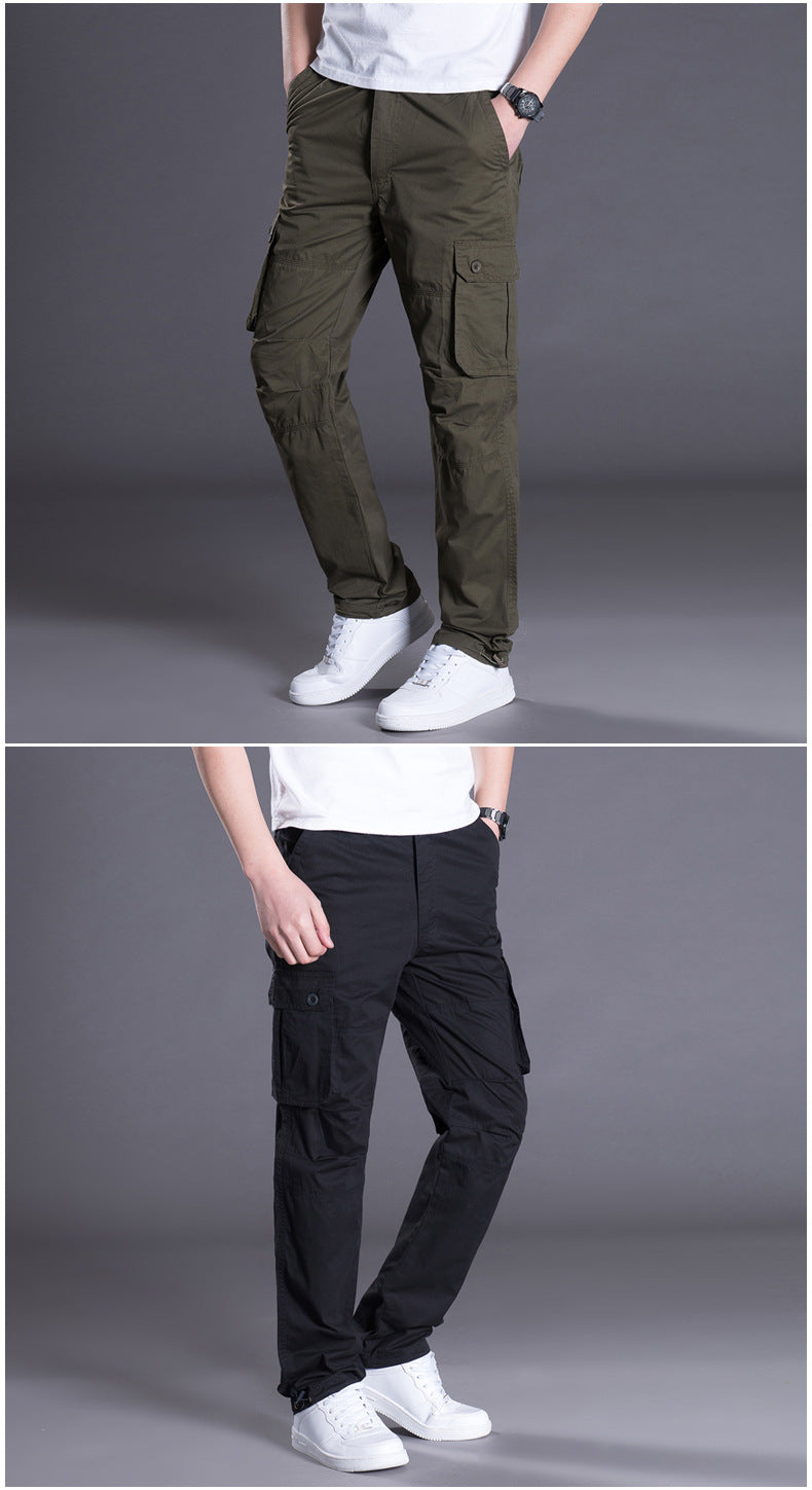 Autumn and Winter Thickened New Arrival Multi-Pocket Camouflage Crane Pants Men's Trendy Straight Loose Sports Casual Trousers Work Pants