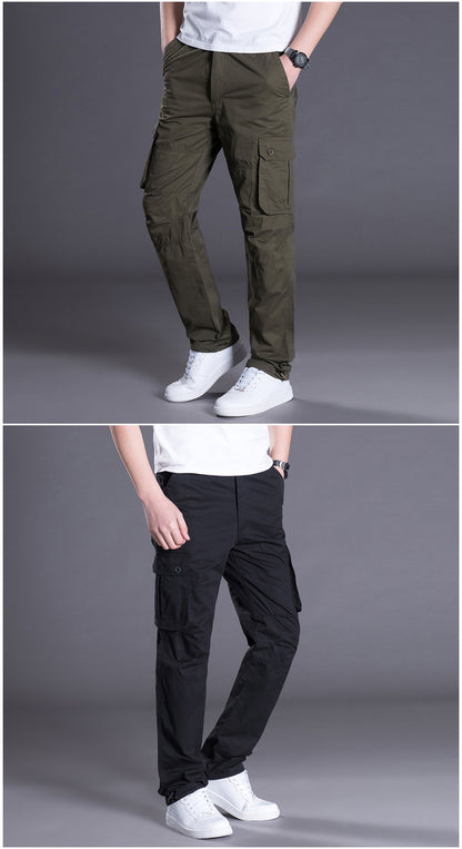Autumn and Winter Thickened New Arrival Multi-Pocket Camouflage Crane Pants Men's Trendy Straight Loose Sports Casual Trousers Work Pants