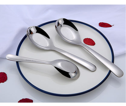 Stainless Steel Flat Bottom Spoon Thickened Spoon Palace Soup Spoon Household Kitchen Hotel Restaurant Soup Rice Spoon Creative Small Spoon
