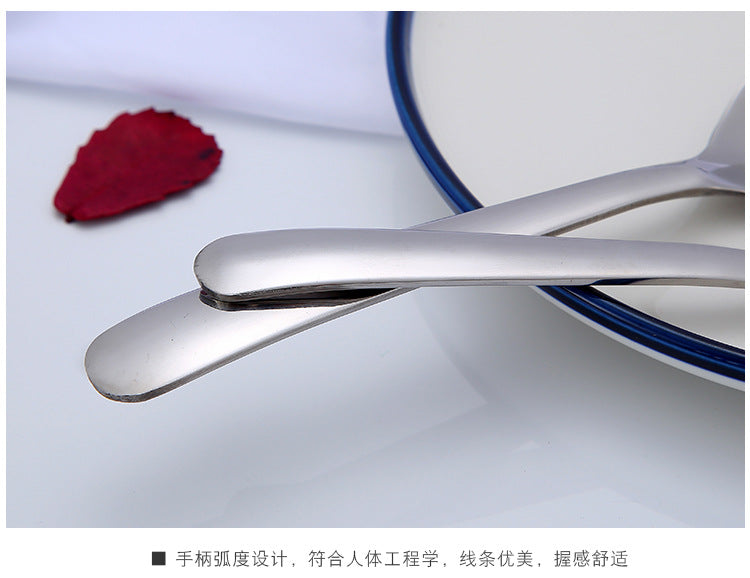 Stainless Steel Flat Bottom Spoon Thickened Spoon Palace Soup Spoon Household Kitchen Hotel Restaurant Soup Rice Spoon Creative Small Spoon