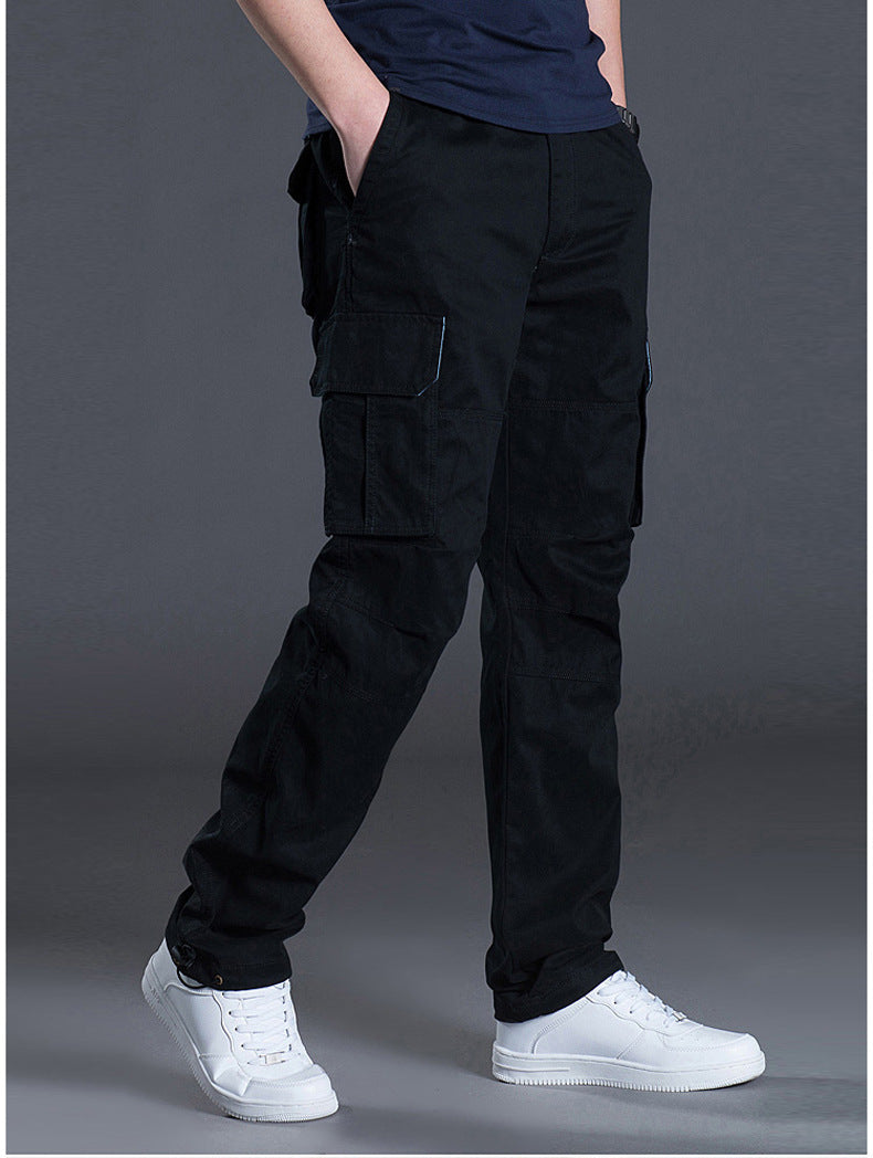 Autumn and Winter Thickened New Arrival Multi-Pocket Camouflage Crane Pants Men's Trendy Straight Loose Sports Casual Trousers Work Pants
