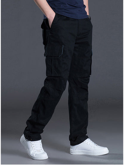 Autumn and Winter Thickened New Arrival Multi-Pocket Camouflage Crane Pants Men's Trendy Straight Loose Sports Casual Trousers Work Pants