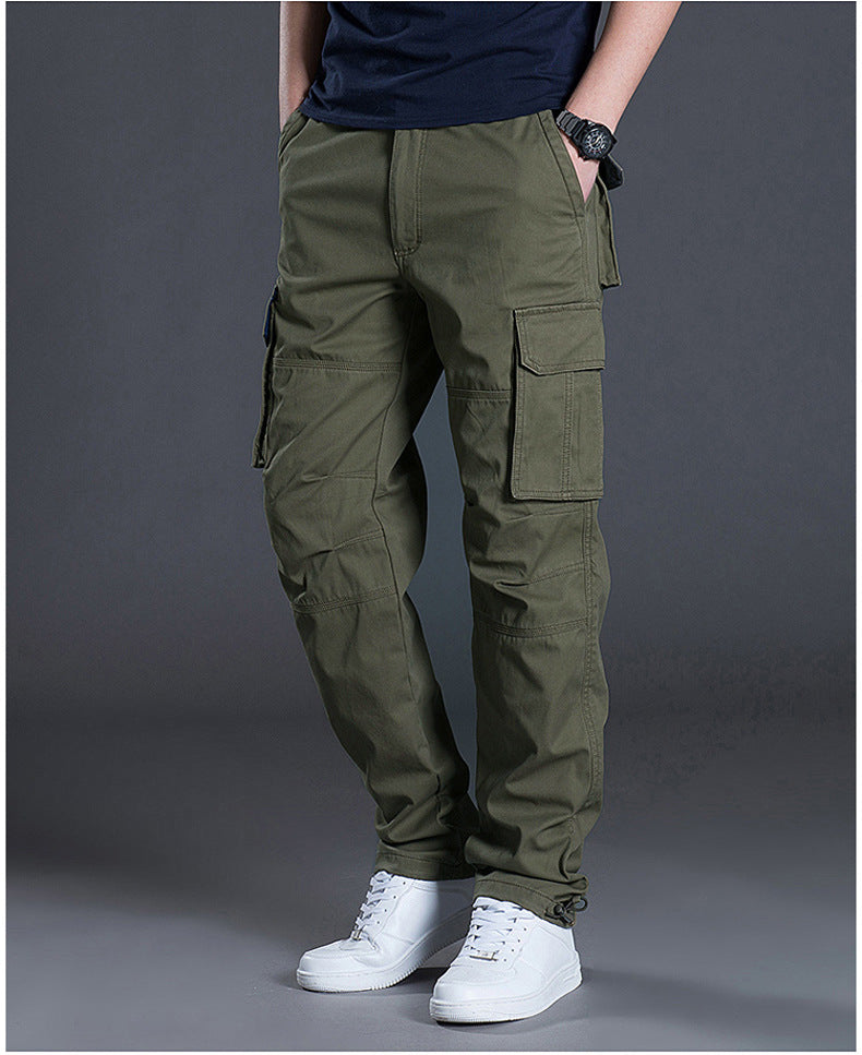 Autumn and Winter Thickened New Arrival Multi-Pocket Camouflage Crane Pants Men's Trendy Straight Loose Sports Casual Trousers Work Pants