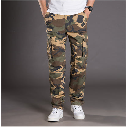 Autumn and Winter Thickened New Arrival Multi-Pocket Camouflage Crane Pants Men's Trendy Straight Loose Sports Casual Trousers Work Pants
