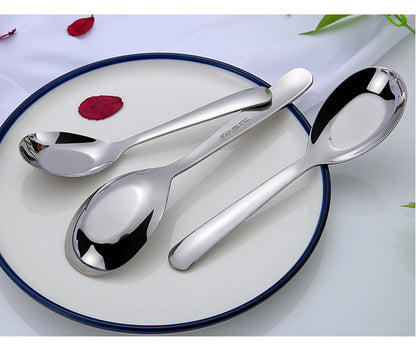 Stainless Steel Flat Bottom Spoon Thickened Spoon Palace Soup Spoon Household Kitchen Hotel Restaurant Soup Rice Spoon Creative Small Spoon