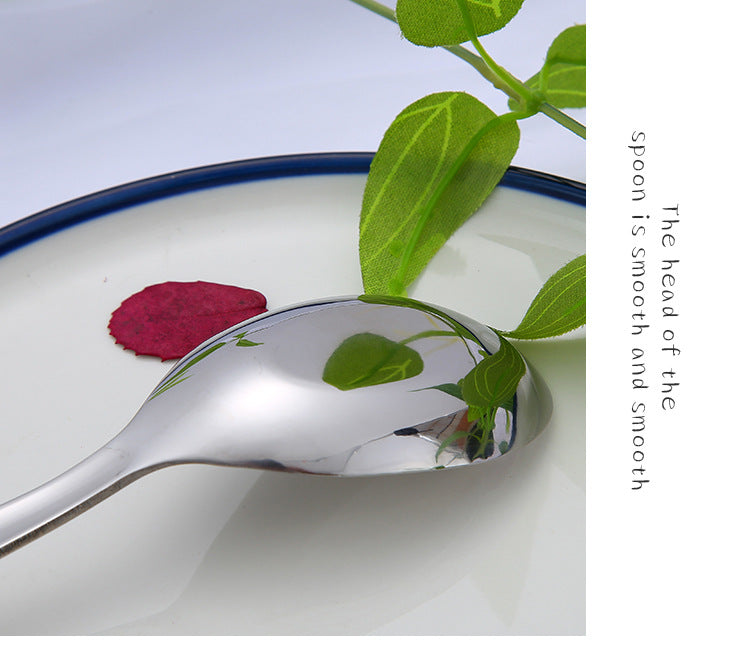 Stainless Steel Flat Bottom Spoon Thickened Spoon Palace Soup Spoon Household Kitchen Hotel Restaurant Soup Rice Spoon Creative Small Spoon