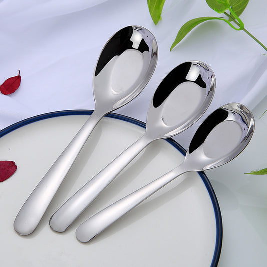 Stainless Steel Flat Bottom Spoon Thickened Spoon Palace Soup Spoon Household Kitchen Hotel Restaurant Soup Rice Spoon Creative Small Spoon by PDG ibma