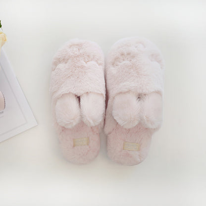 halluci autumn and winter small rabbit velvet soft warm cotton slippers squinting cute indoor home slippers