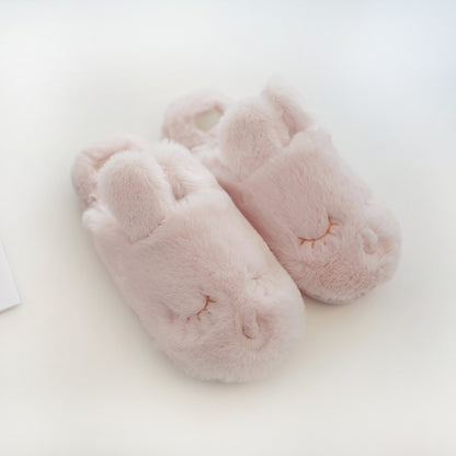 halluci autumn and winter small rabbit velvet soft warm cotton slippers squinting cute indoor home slippers