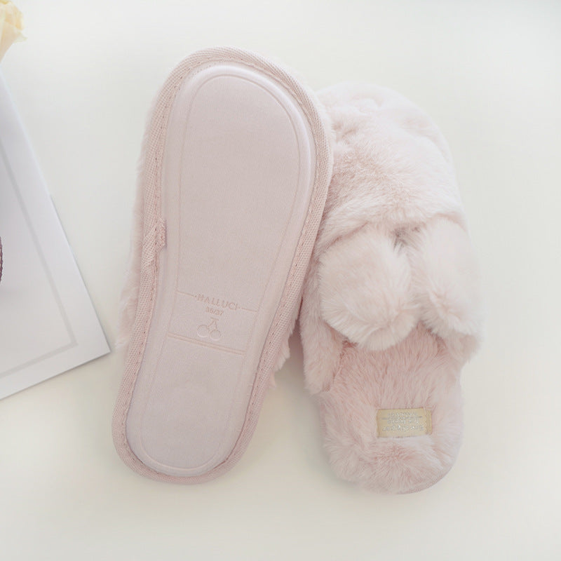 halluci autumn and winter small rabbit velvet soft warm cotton slippers squinting cute indoor home slippers