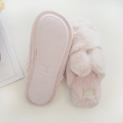 halluci autumn and winter small rabbit velvet soft warm cotton slippers squinting cute indoor home slippers