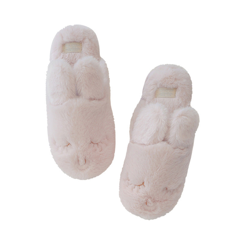 halluci autumn and winter small rabbit velvet soft warm cotton slippers squinting cute indoor home slippers