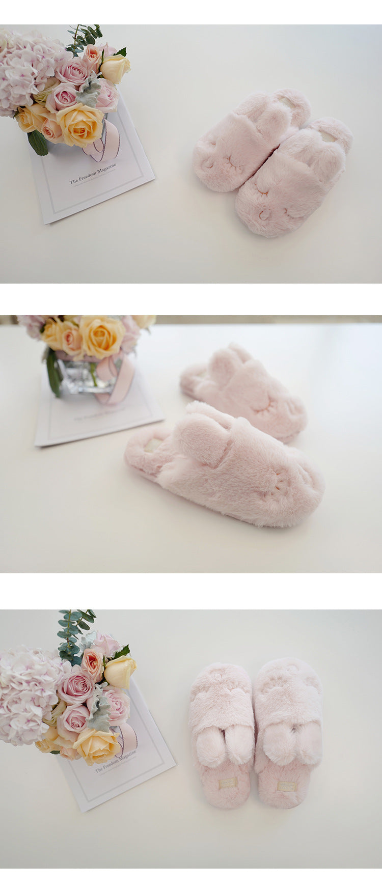 halluci autumn and winter small rabbit velvet soft warm cotton slippers squinting cute indoor home slippers