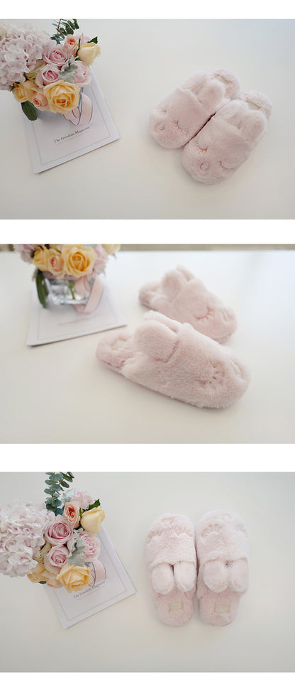 halluci autumn and winter small rabbit velvet soft warm cotton slippers squinting cute indoor home slippers