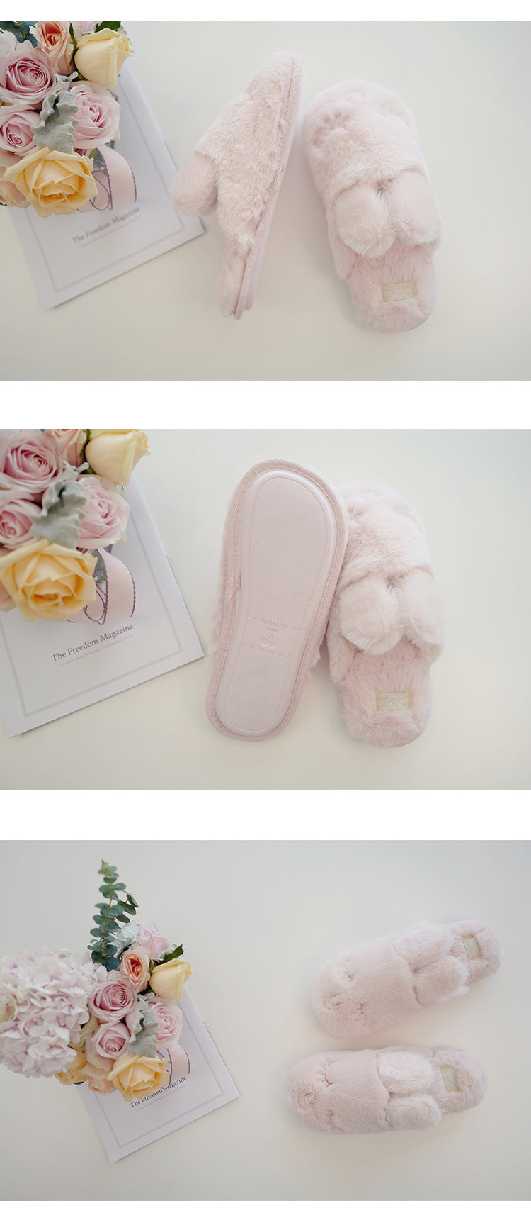 halluci autumn and winter small rabbit velvet soft warm cotton slippers squinting cute indoor home slippers