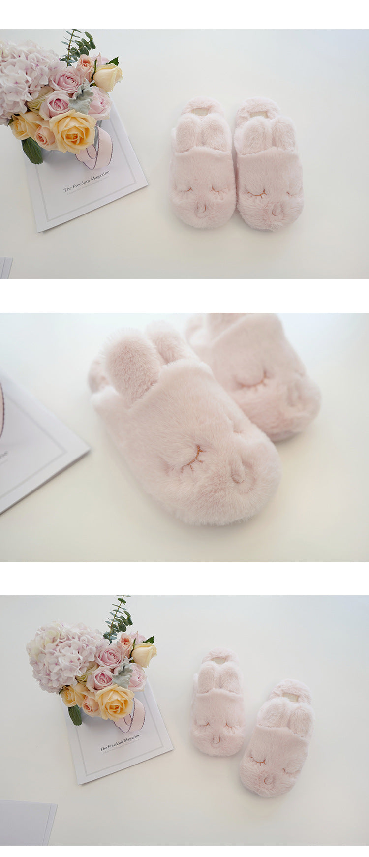 halluci autumn and winter small rabbit velvet soft warm cotton slippers squinting cute indoor home slippers