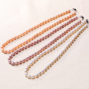 Zhuji jewelry wholesale round freshwater pearl necklace women send mother chain slightly defective real pearl necklace clavicle chain