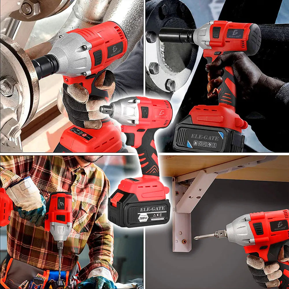 Atverce Professional Cordless Brushless Impact Wrench Kit Lithium-Ion Battery 0-300 Nm Torque 1 LED Light 3-Year Warranty 2 kg