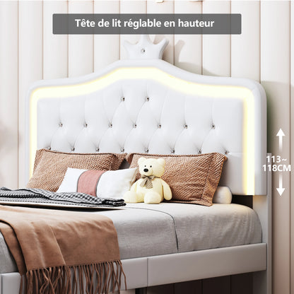 Rosahqnda Children bed Padded Single bed 90*200cm Double Bed 140*200cm girls bed Princesses bed Youth bed Frame PU