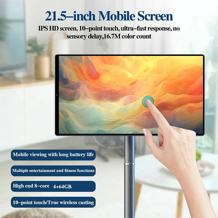 2025 New Trending 21.5 Inch Smart TV Display 21.5" Mobile Lcd Screen Monitor Smart Television on Wheels Stand Portable Tv