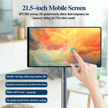 2025 New Trending 21.5 Inch Smart TV Display 21.5" Mobile Lcd Screen Monitor Smart Television on Wheels Stand Portable Tv