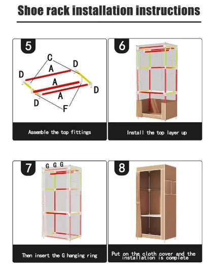 Small Portable Wardrobe Folding Wardrobe 56*44*146 - Neverdie Store