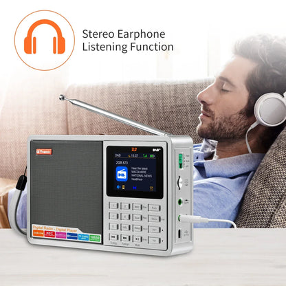 [Genuine]GTMEDIA D2 FM Radio  Portable DAB Digital Bluetooth Speaker AUX IN TF Card Slot MP3 Player Recording Clock Alarm