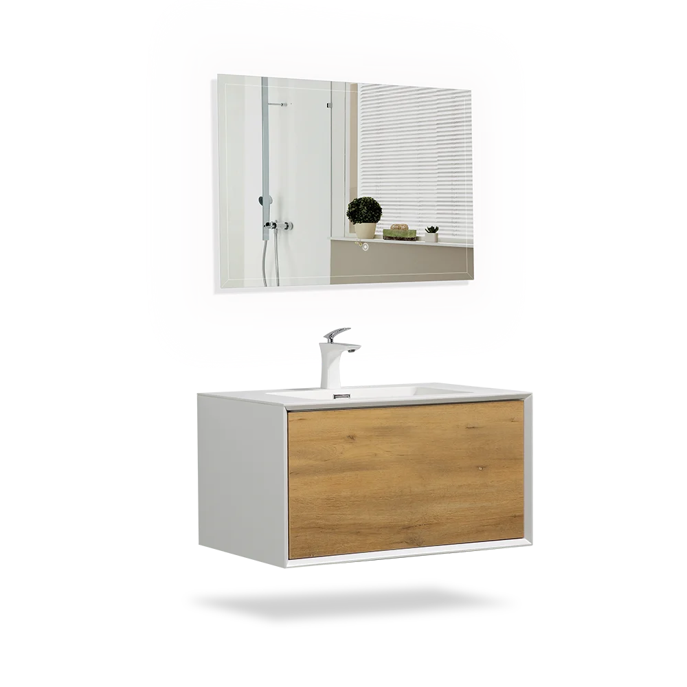 Commercial Sample Available 30 Inch Wall Hung Vanity Modern Bathroom Cabinet with Integrated Sink for Hotel Apartment Project