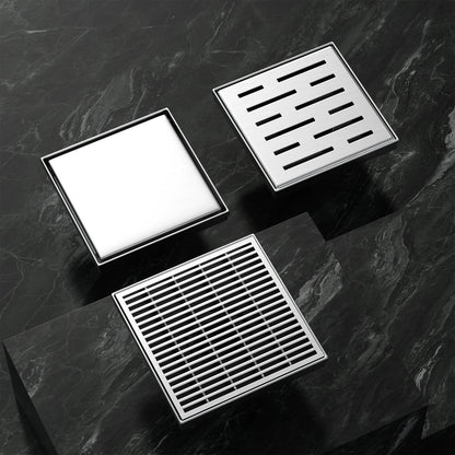 Dropshipping Available Brushed Stainless Steel 4x4 Square Floor Drain with Recessed Tile Insert Panel for Bathroom