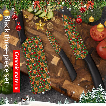 3-Piece Christmas Gingerbread Man Ceramic Knife Set Kitchen Sharp Durable Manufacturers That Drop Shop Through Shopify