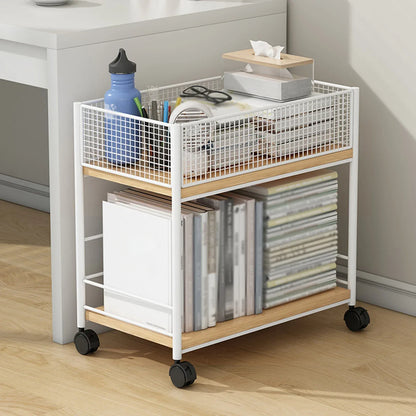 Movable Bookshelf With Wheels Under Desk Organizer Rack Mesh Storage Shelf For Kids Room Dormitory Bedroom Student Bookcase
