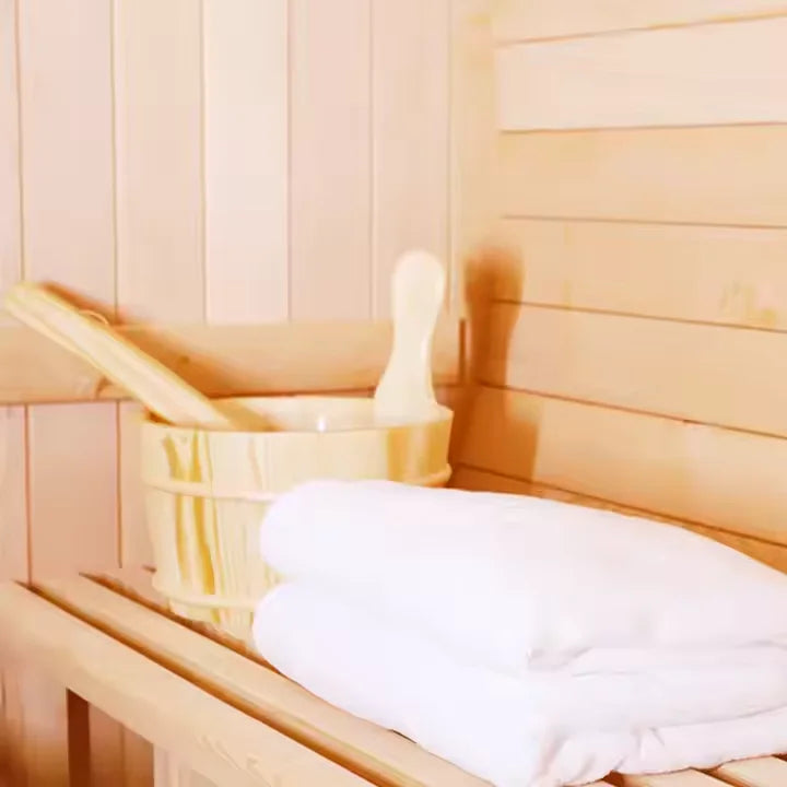 Traditional Red Cedar Wet Steam Sauna Cabin 220V Outdoor Solid Wood with Control Panel Accessory