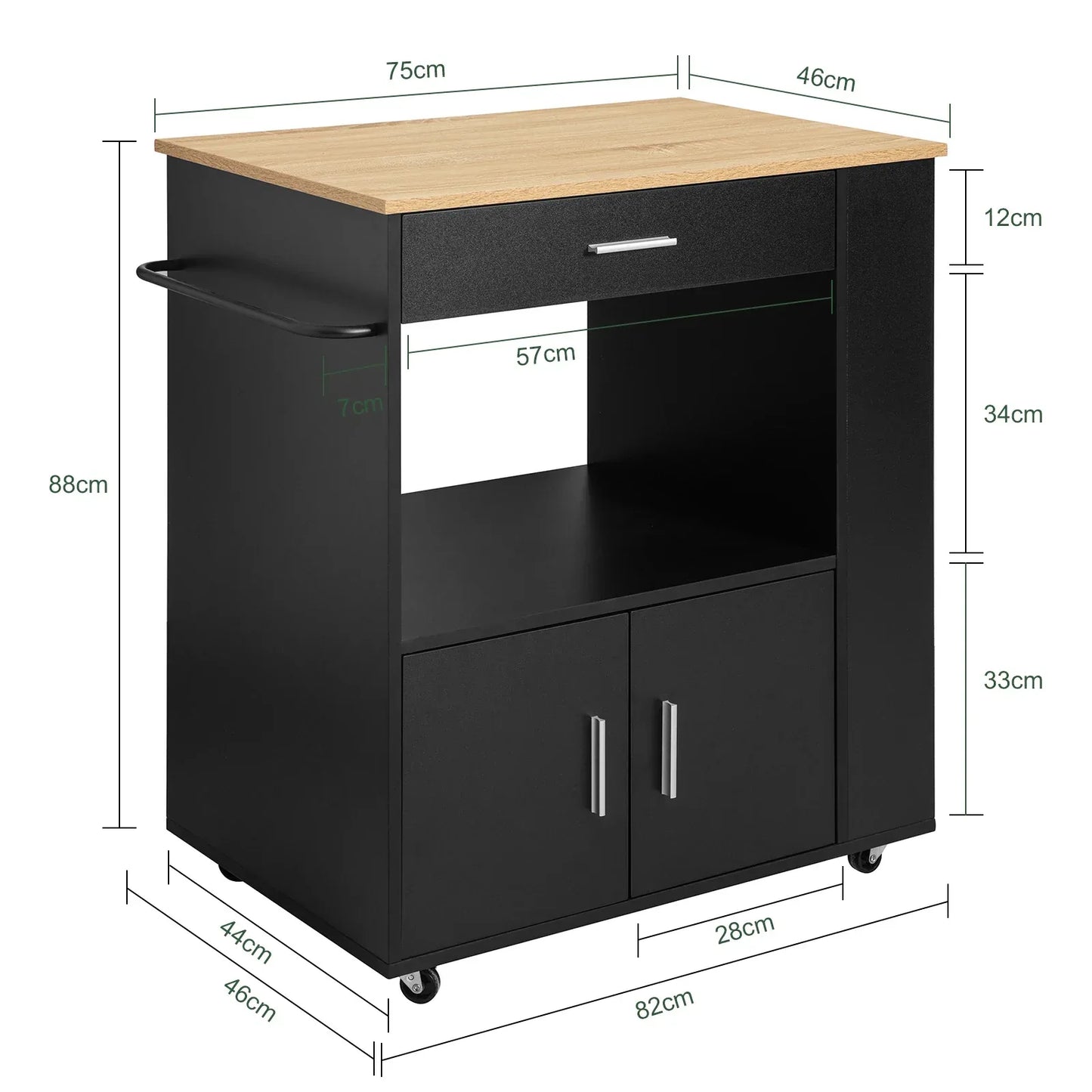 SoBuy FKW113 serving trolley kitchen cart narrow kitchen island on wheels microwave wardrobe trolley for kitchen