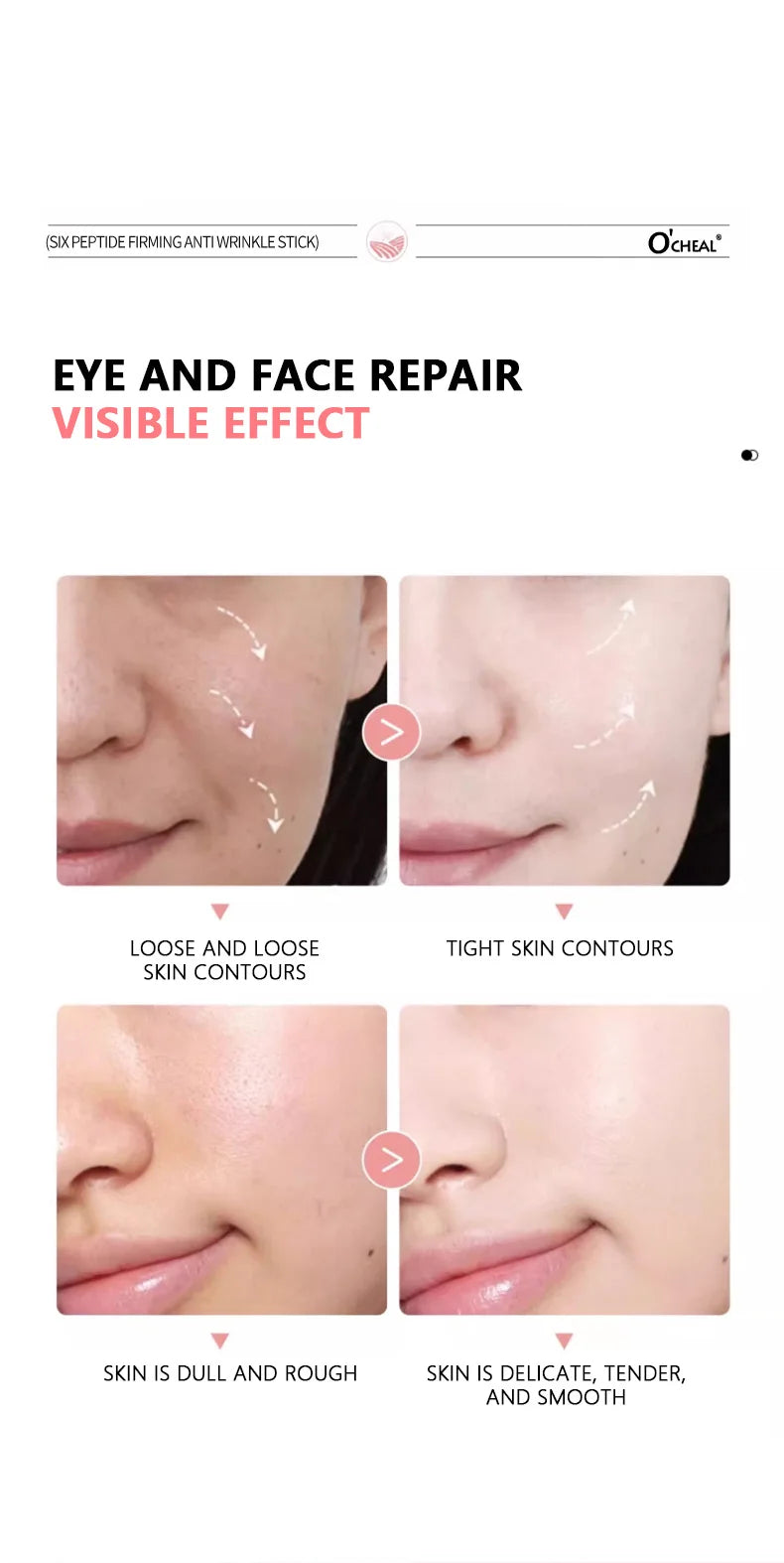 Ocheal Moisturizer Firming Skin Stick Neck Face Elbow Knee Underarm Body Care Cream Stick Argireline Brightens Nourishing Cream