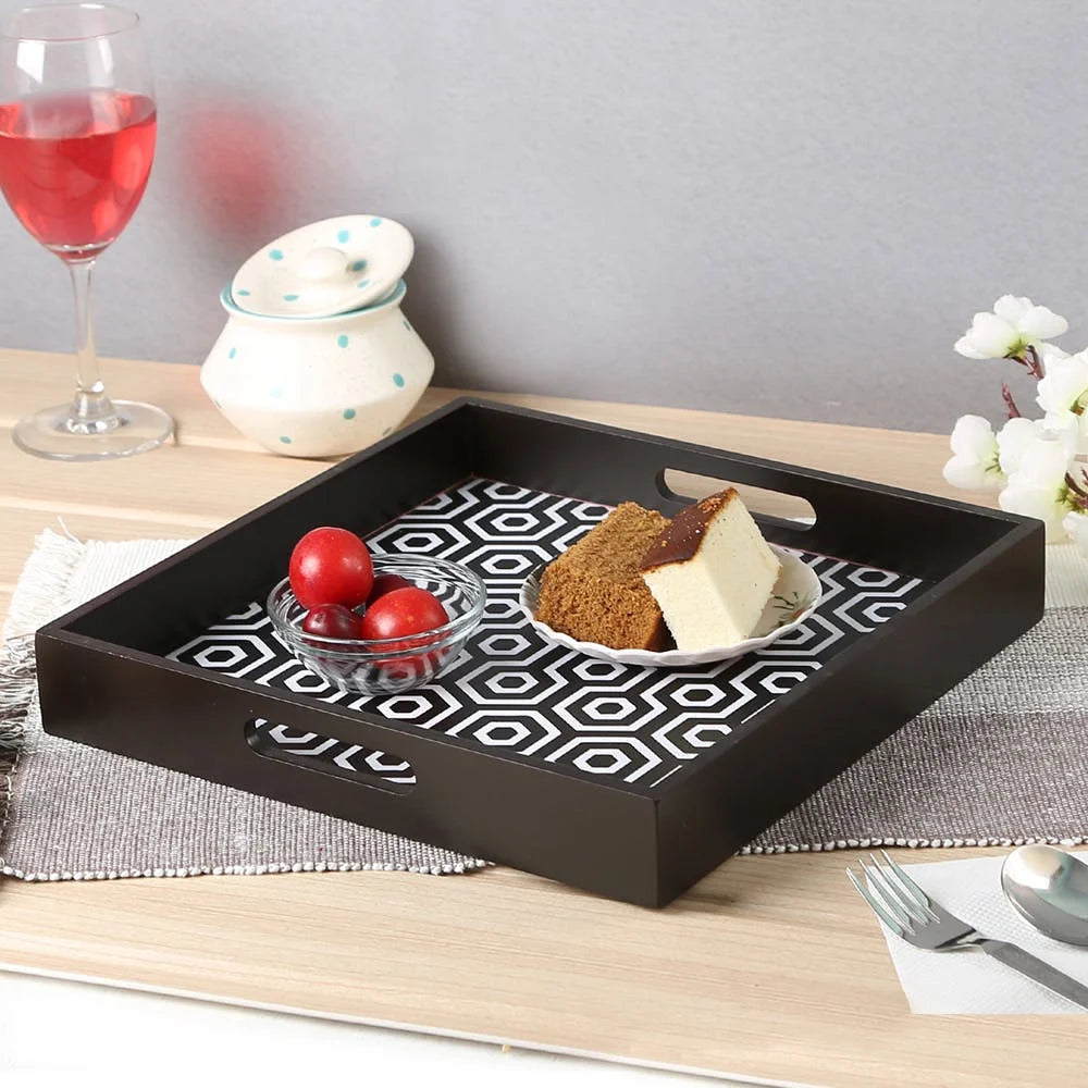 Fashionable Wooden Tray with Silk Print for Home Parties Weddings Crafts Events Export-Ready Event Decorations