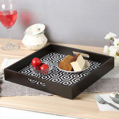 Fashionable Wooden Tray with Silk Print for Home Parties Weddings Crafts Events Export-Ready Event Decorations