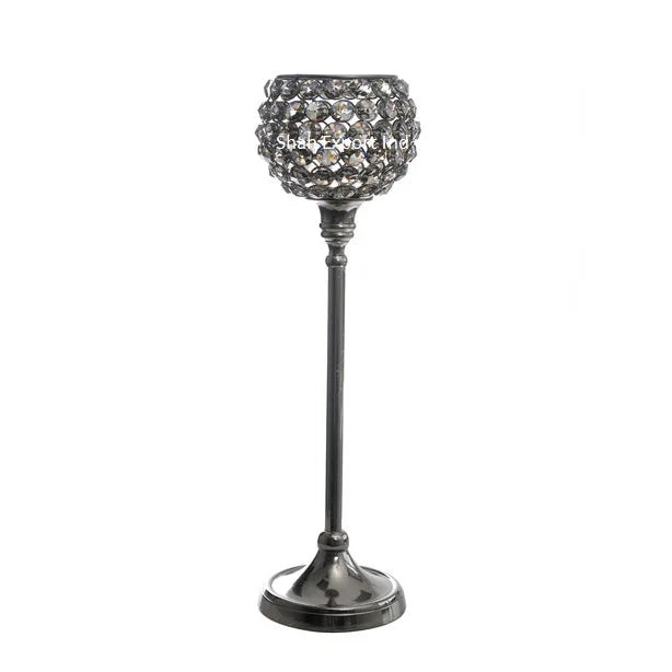 Luxury Silver Crystal Metal Goblet Candle Holders Weddings Christmas Anniversaries Tea Light Candle Stand Centerpieces