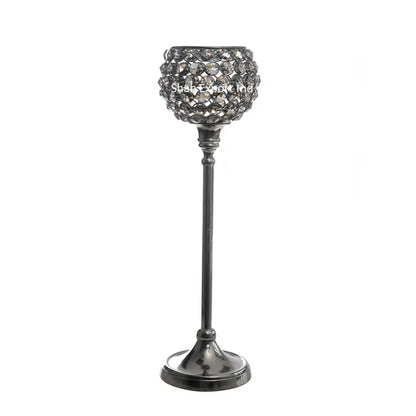 Luxury Silver Crystal Metal Goblet Candle Holders Weddings Christmas Anniversaries Tea Light Candle Stand Centerpieces