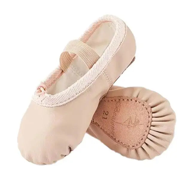 EU in Stock Spot Pink Sports Ballerina Dance Shoes Cross Straps Elastic PU Leather Ballerina Shoes