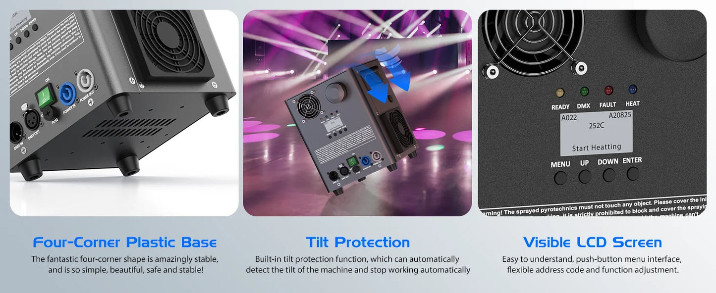 Fieryzeal 800W Cold Spark Machine Stage Equipment Cold Flame Sprayer Electronic Spark Machine DMX Control for DJ Party Wedding