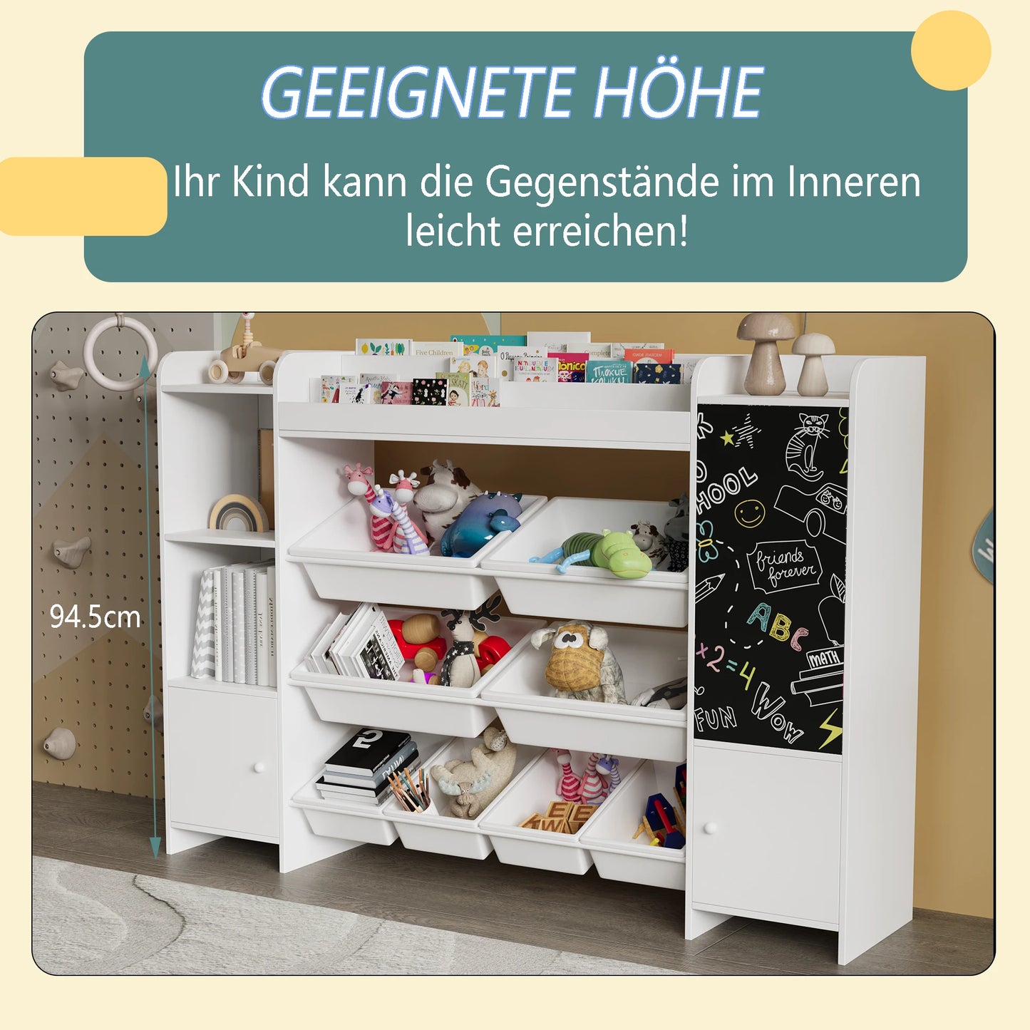 Rosahqnda children bookshelf CHILDREN'S room toys shelf bookshelf with open storage s boxing and blackboard children bookshelf E