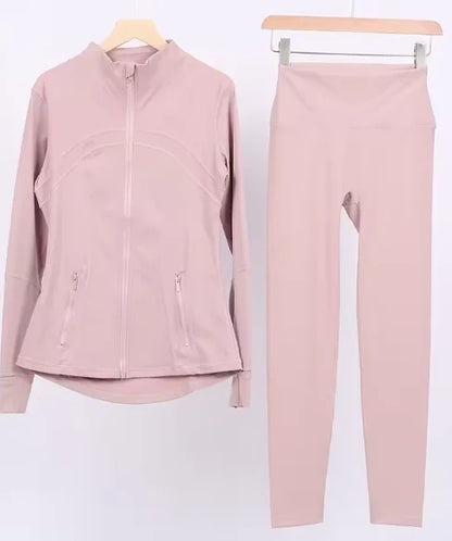 Women Yoga Jacket Women's Yoga 2-piece Set Jacket Yoga Wear Sports Fitness Yoga Wear Short Stand Collar Zipper
