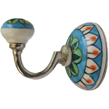 Floral Design Colourful Ceramic Metal Eco-Friendly Wall Mounted Towel Hooks for Hanging Clothes Jewellery Bathroom Living Room